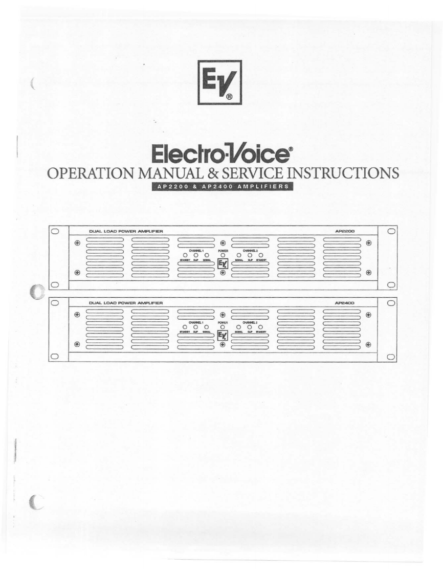 ElectroVoice-AP2400-pwr-维修说明书手册含电器原理图