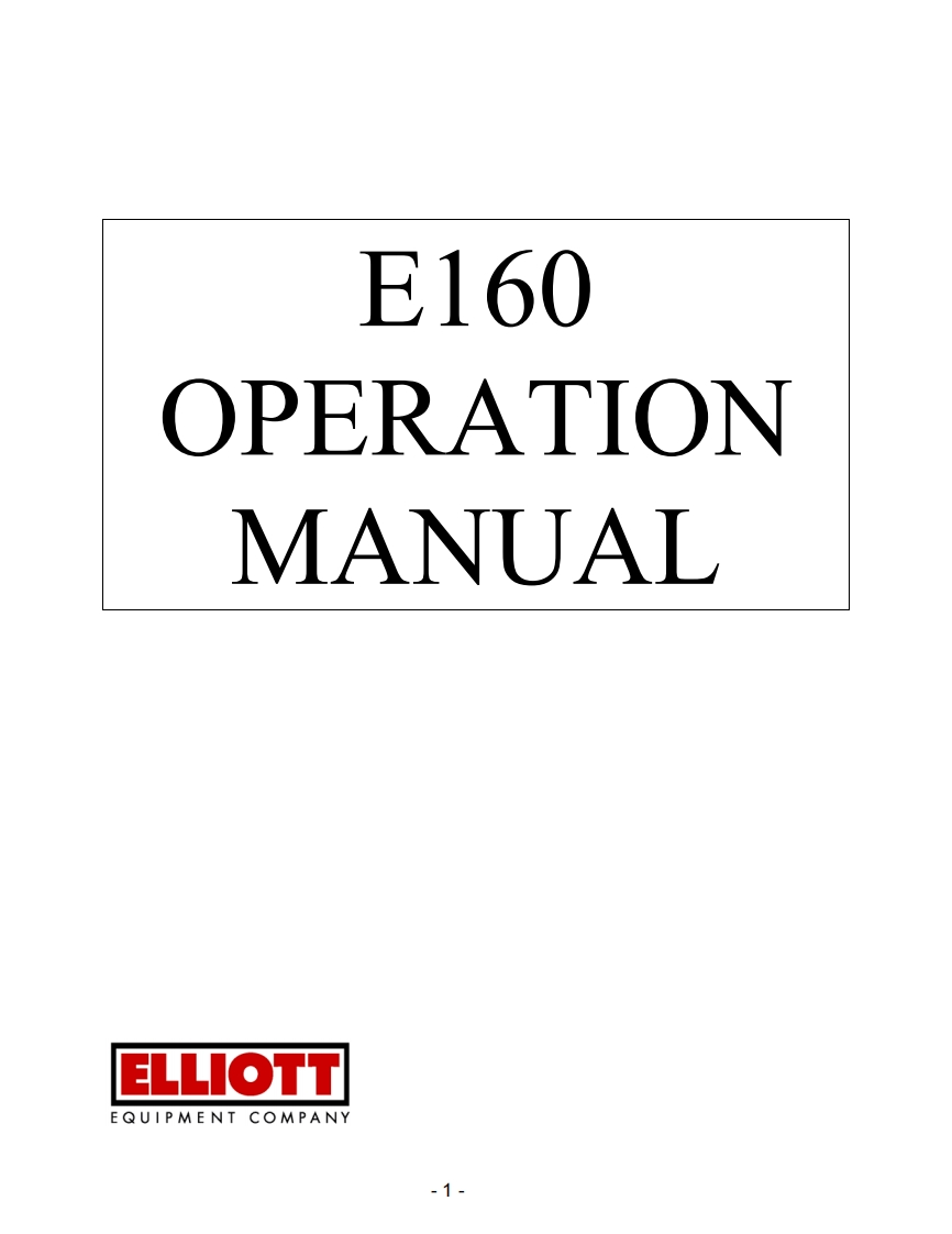 Elliott-E160-驾驶操作与日常维修保养说明书手册