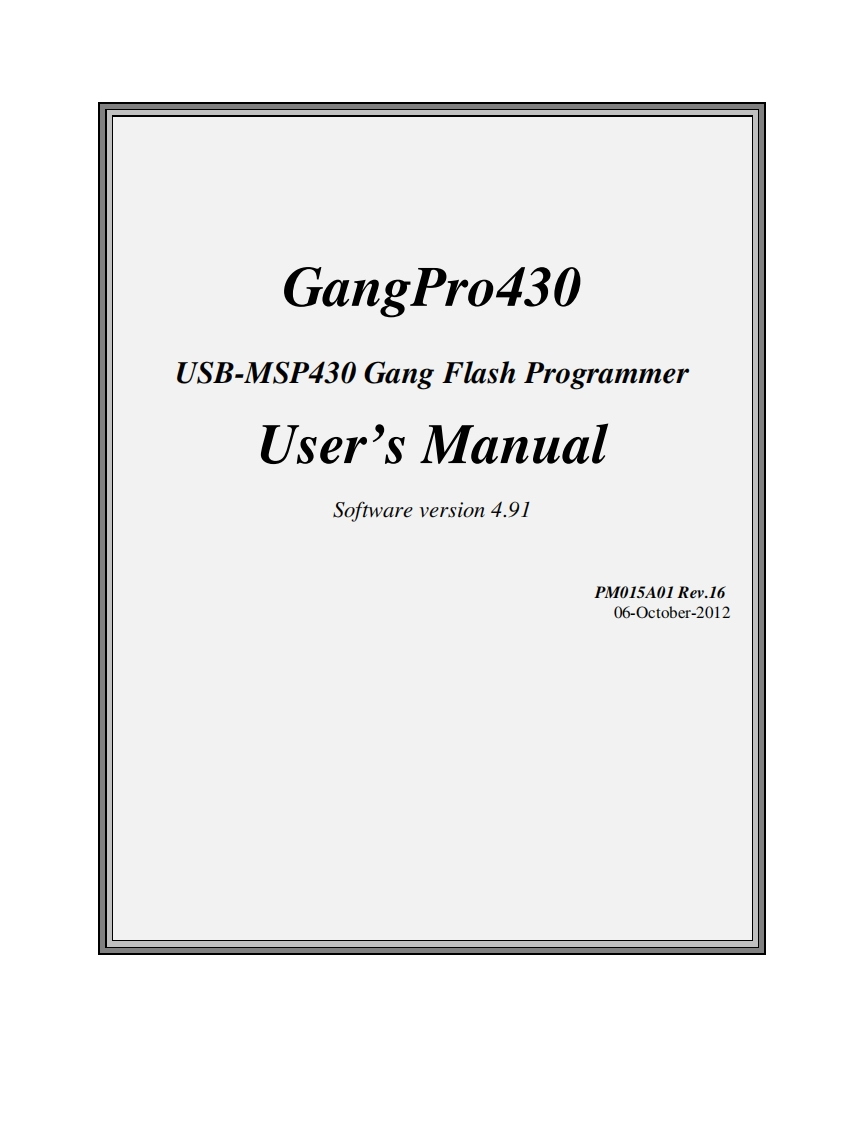 Elprotronic_GangPro430_操作说明书手册-GangPro430.wpd