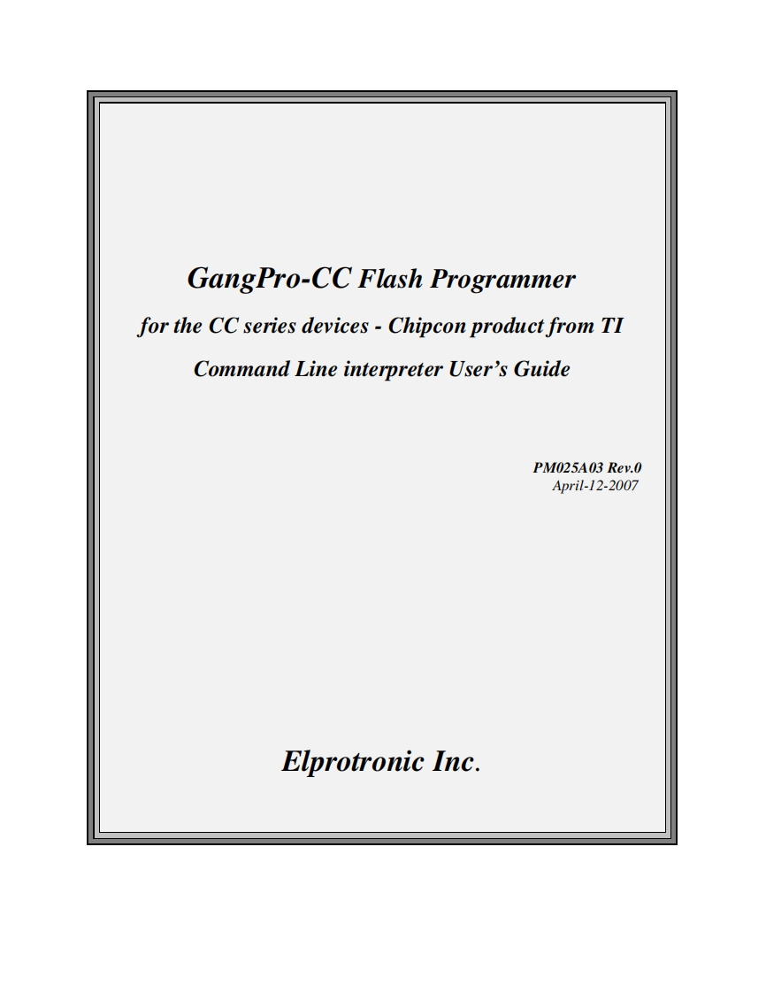 Elprotronic_操作说明书手册s_GangPro-CC_GP-CC-CommandLine.wpd