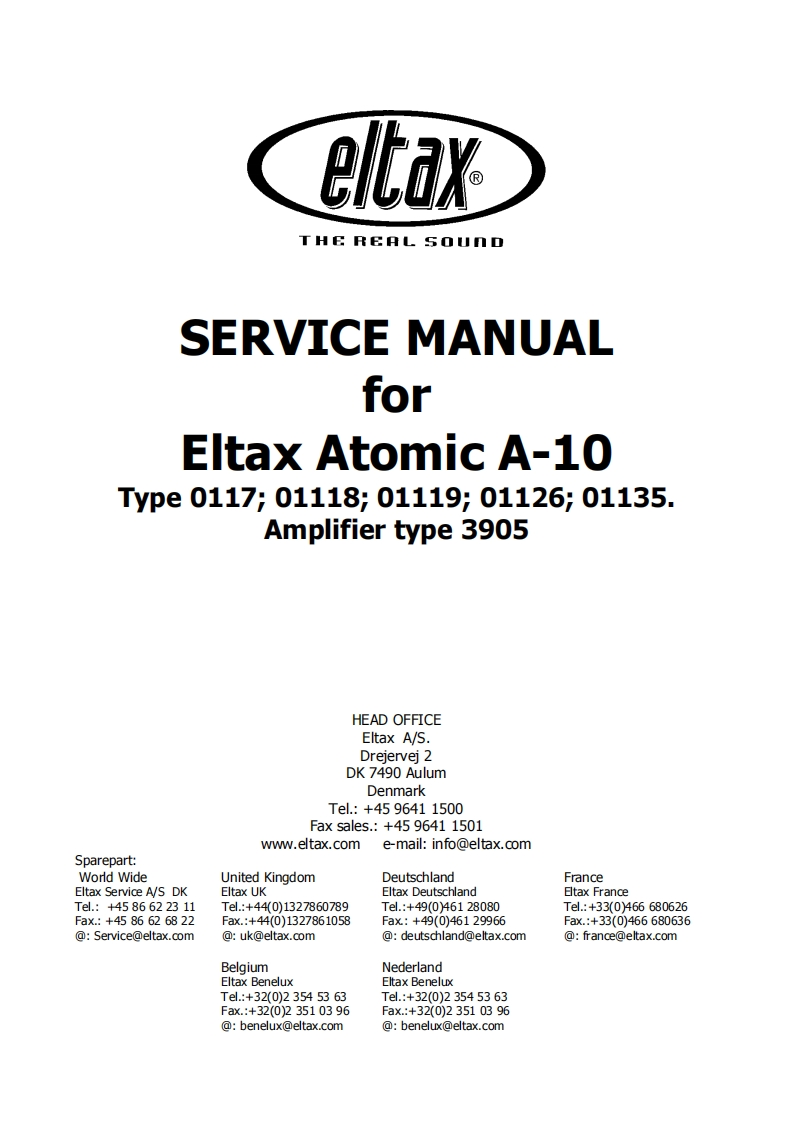 Eltax-AtomicA10-as-维修说明书手册含电器原理图
