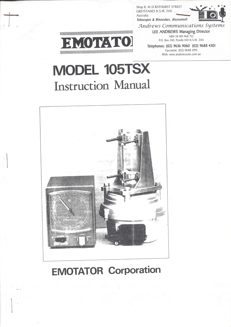 Emotator_105TSX_user操作说明书手册