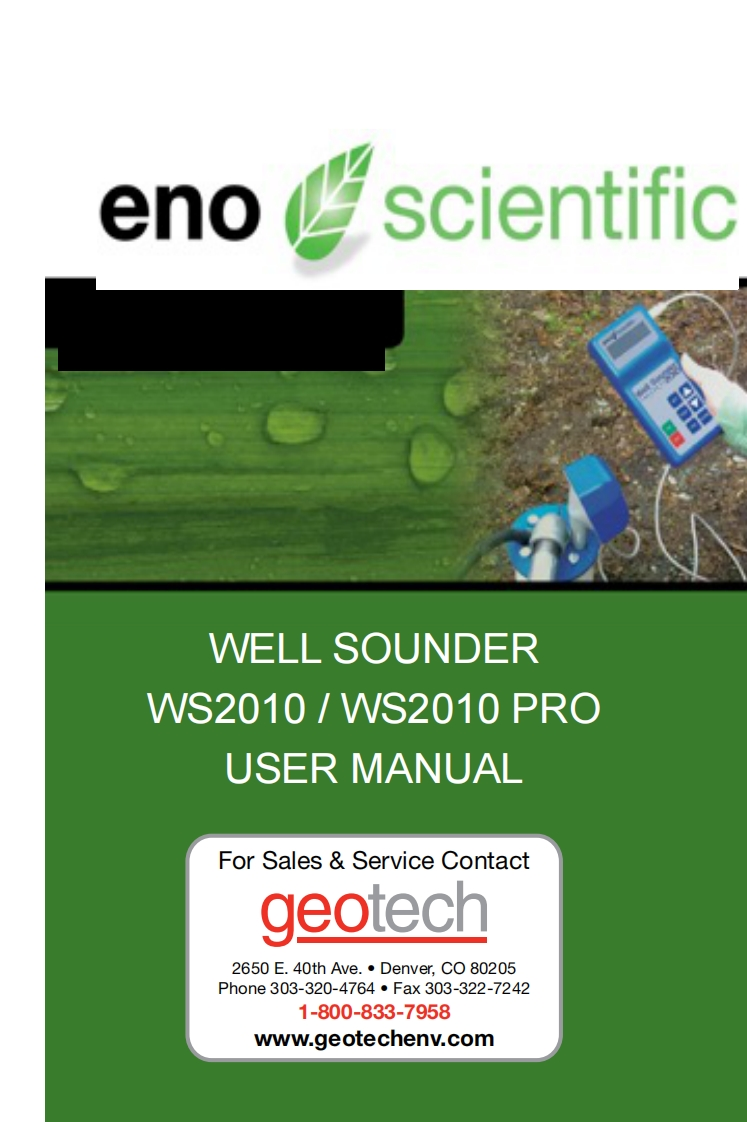 Eno_Scientific_Well_Sounder_2010_User_使用说明书手册