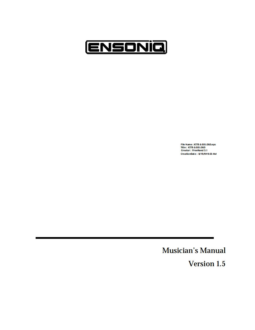 Ensoniq-Kt88-Kt76-user-使用说明书手册