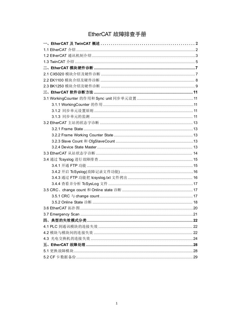 EtherCAT故障排查手册