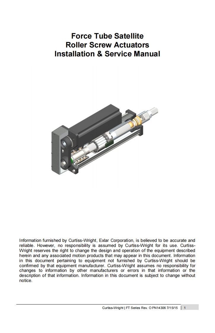 Exlar_FT_lineaire_rollerscrew_actuator_操作说明书手册