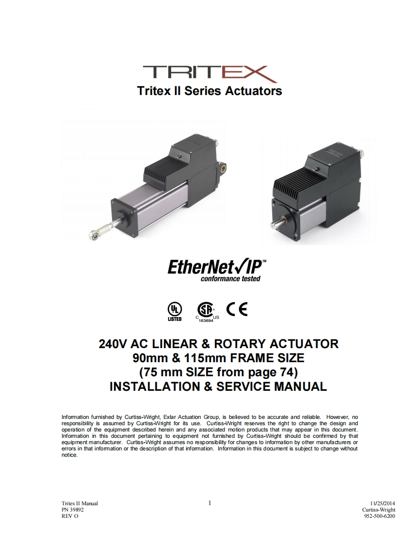 Exlar_Tritex-II_230V_servo_met_geintegreerde_drive_操作说明书手册