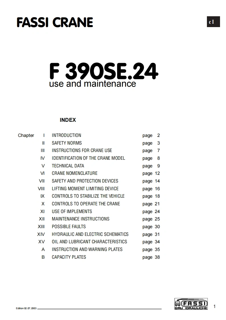 FASSI-F390SE.24折臂吊车操作与维修手册含电器液压原理图