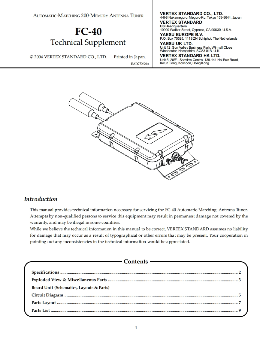 FC-40_Technical_Supplement维修手册含电器原理图