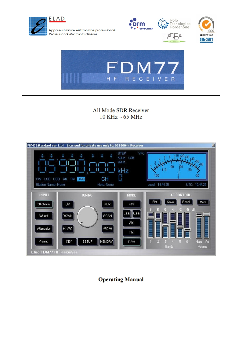 FDM-77_SDR-Empfaenger_SDR-receiver_操作说明书手册