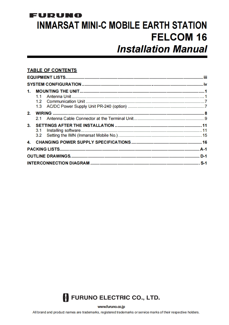 FELCOM16-installation-manual操作说明书手册