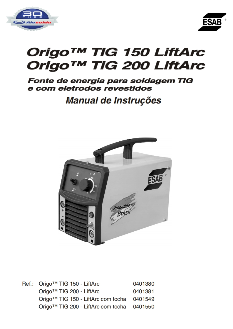FONTE_TIG_ESAB_ORIGO_TIG_150_LIFTARC__200_LIFTARC操作手册含电器原理图