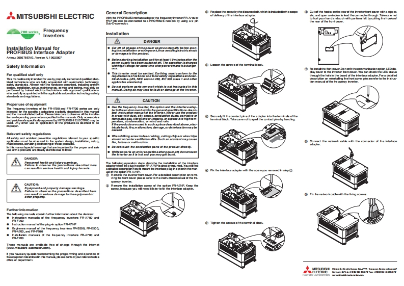 FR-A7NPInstallation使用说明书手册