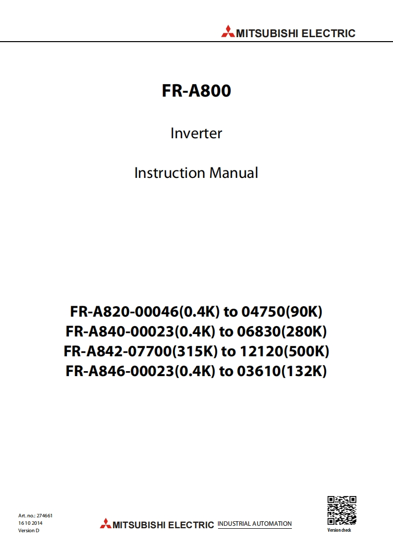 FR-A800Instruction说明书手册