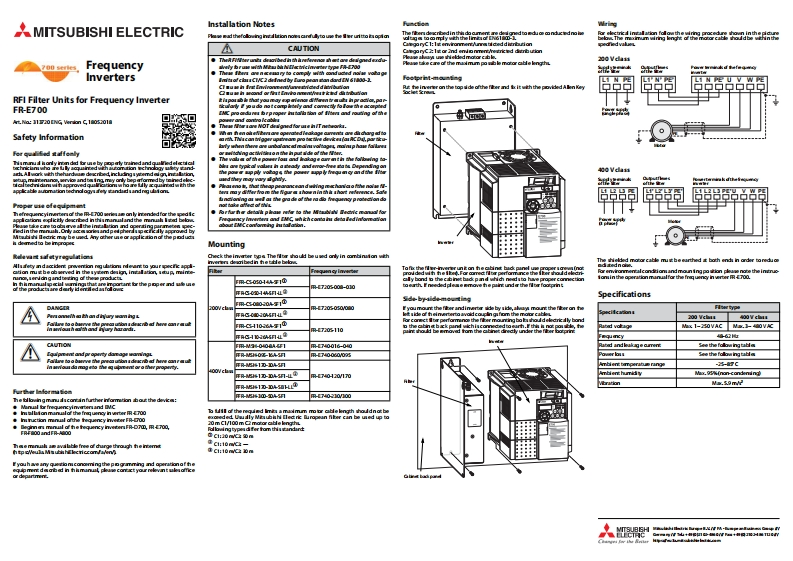 FR-E700filterunitinstallation使用说明书手册
