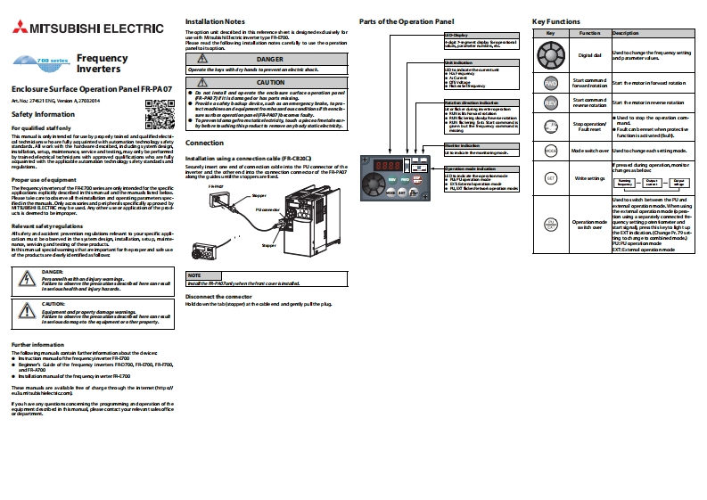 FR-PA07installation使用说明书手册