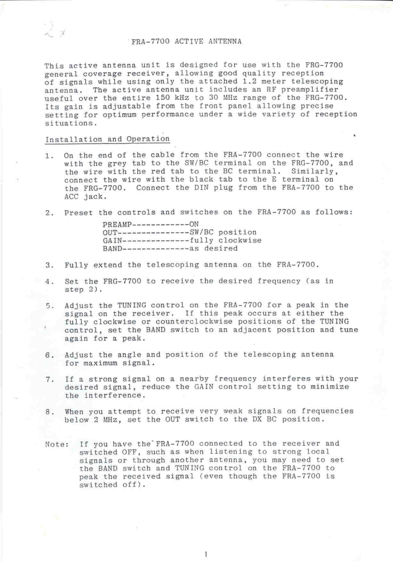 FRA-7700_Manual操作说明书手册