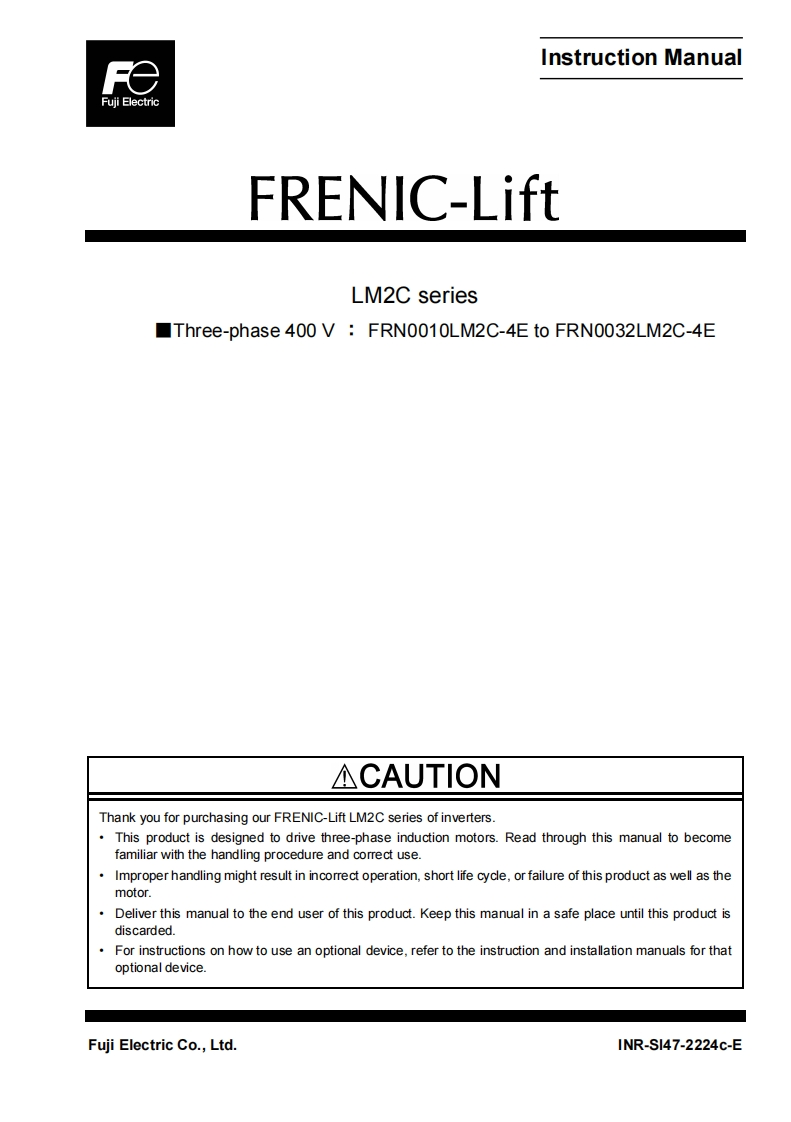 FRENIC-Lift(LM2Cseries)操作说明书手册
