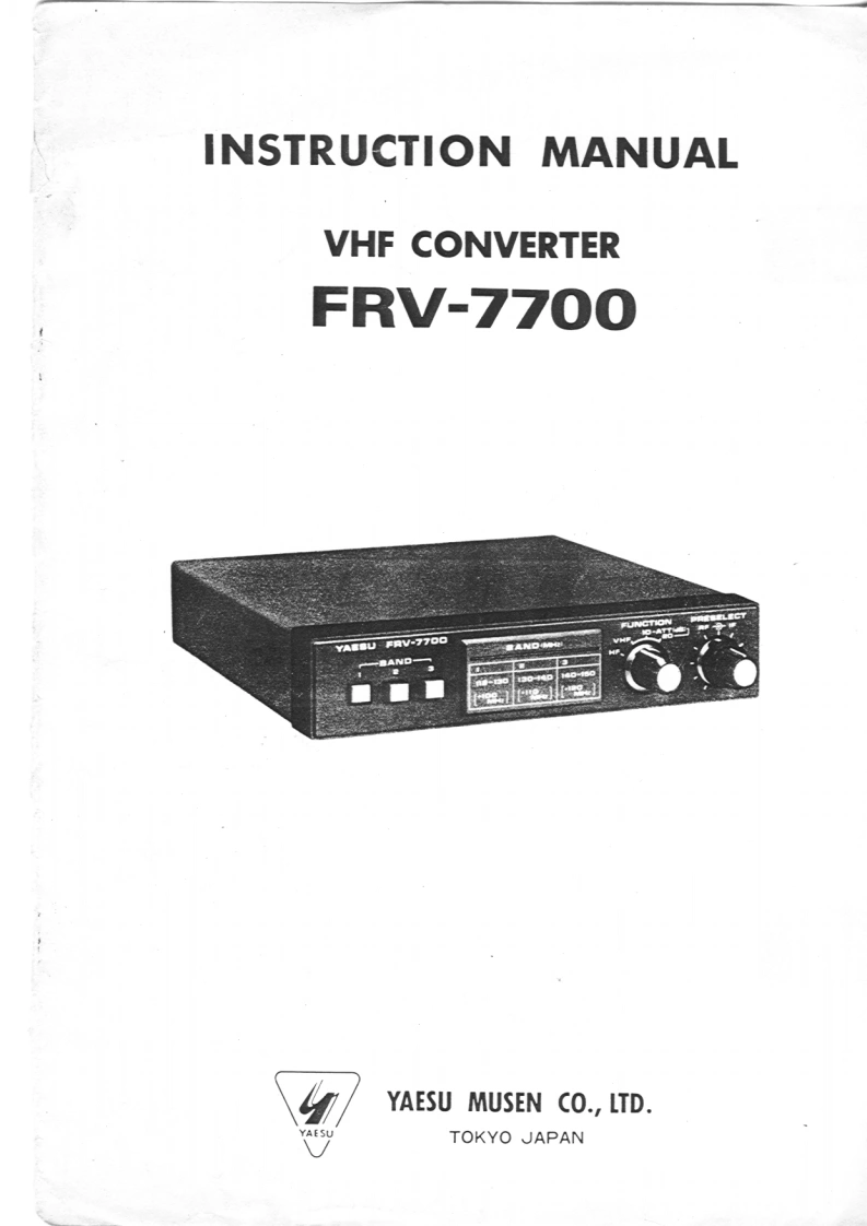 FRV-7700_Manual操作说明书手册