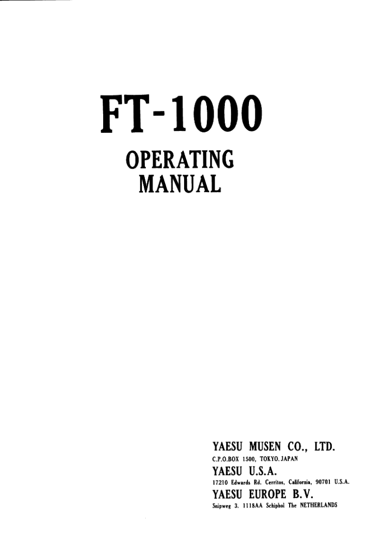 FT-1000-Manual操作说明书手册