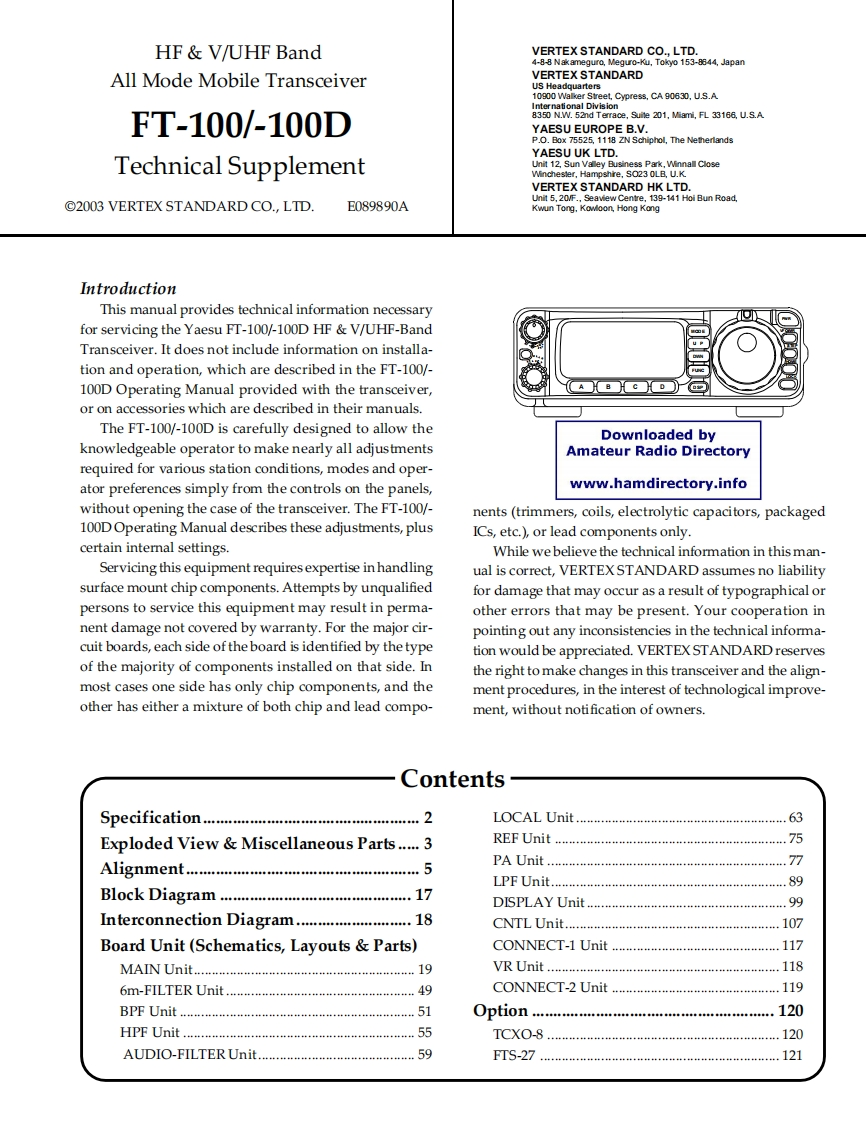 FT-100_D_serv维修手册含电器原理图