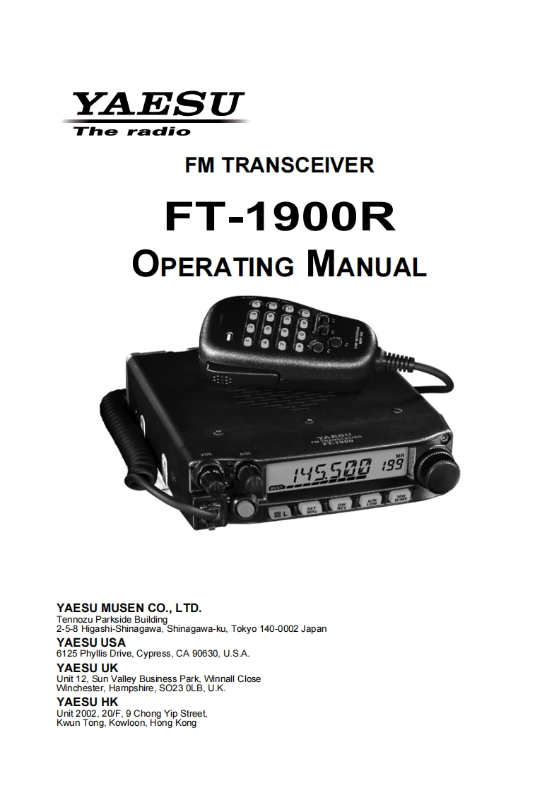FT-1900R_OM_EH023N111操作说明书手册