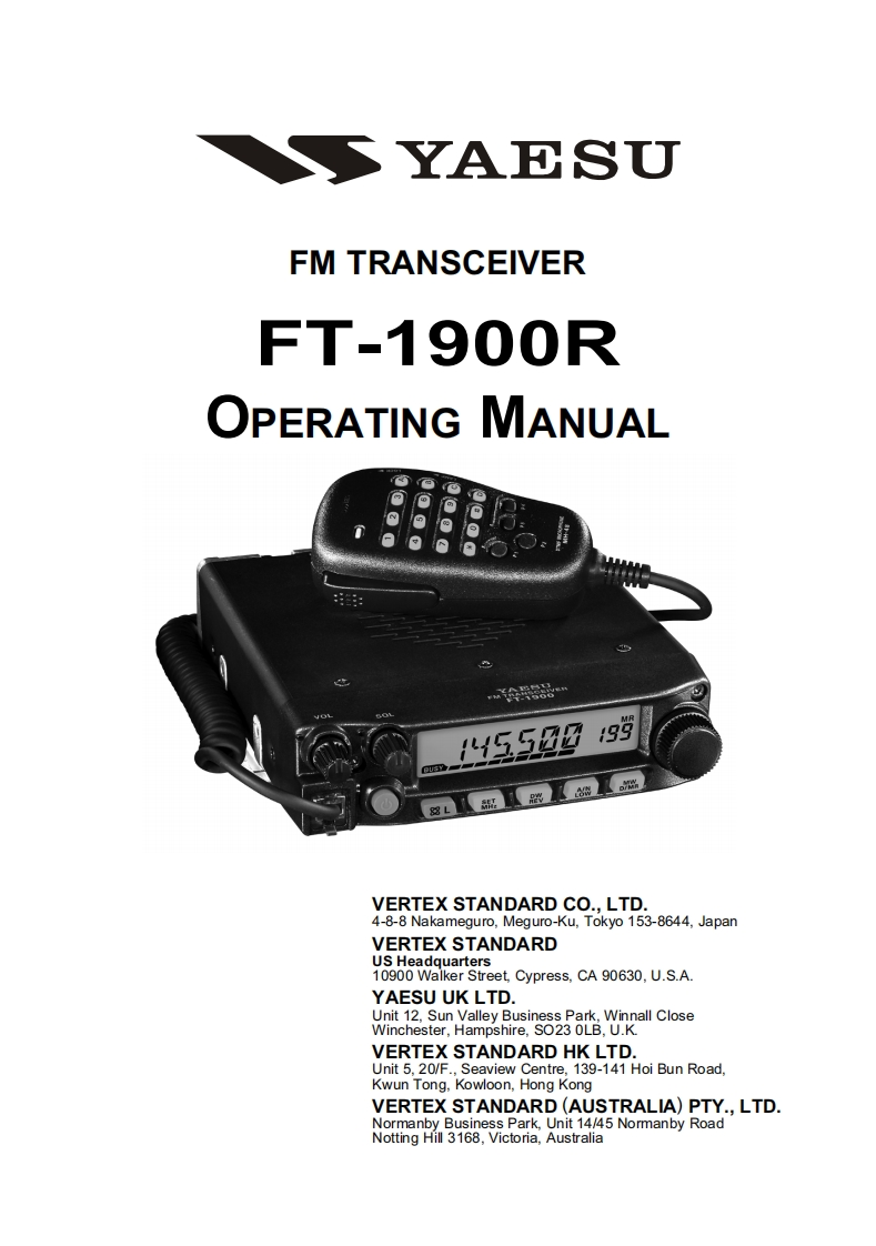 FT-1900R_user操作说明书手册