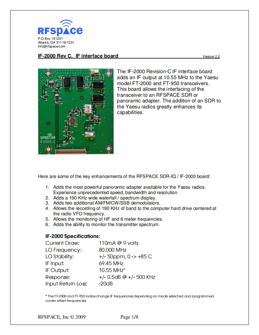 FT-2000_D_RFspace_IF-2000_使用说明书手册_RevC_2009
