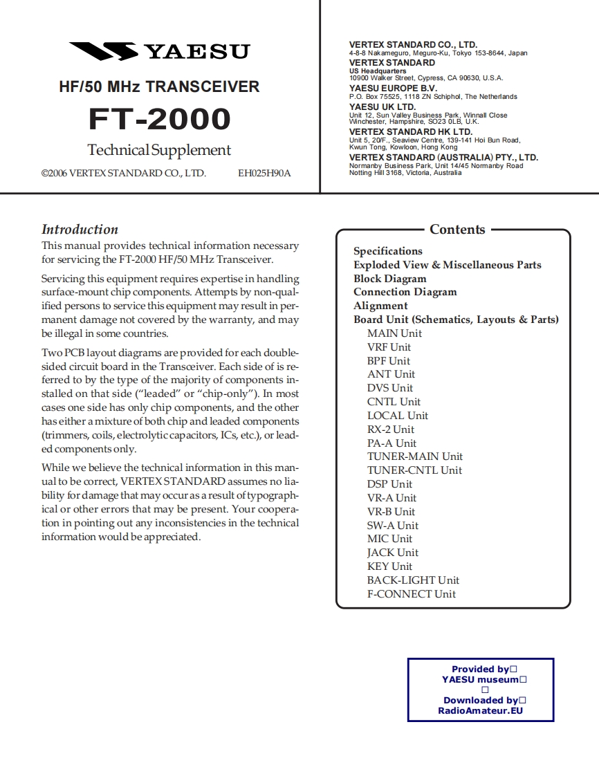 FT-2000_serv维修手册含电器原理图