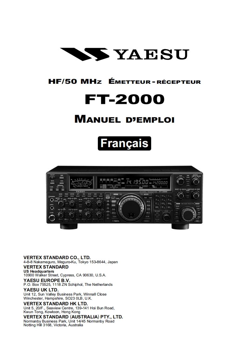 FT-2000_操作说明书手册_French._EH025H370