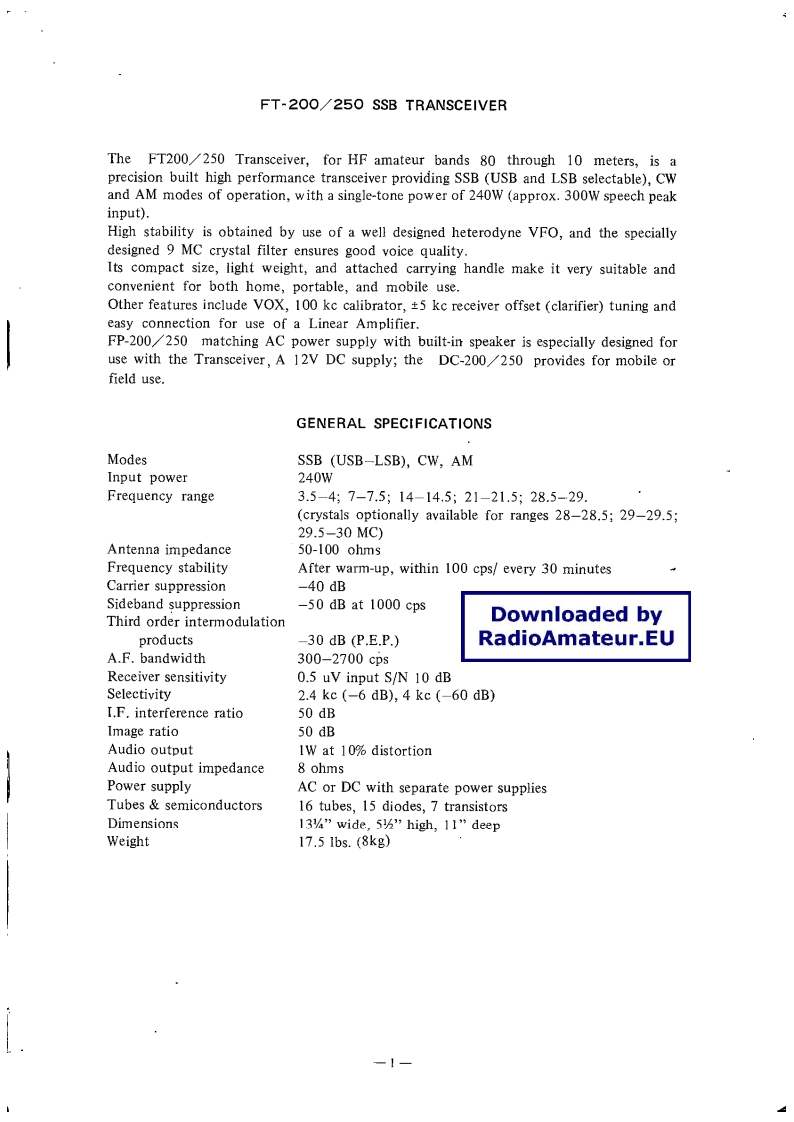 FT-200_FT-250_user操作说明书手册