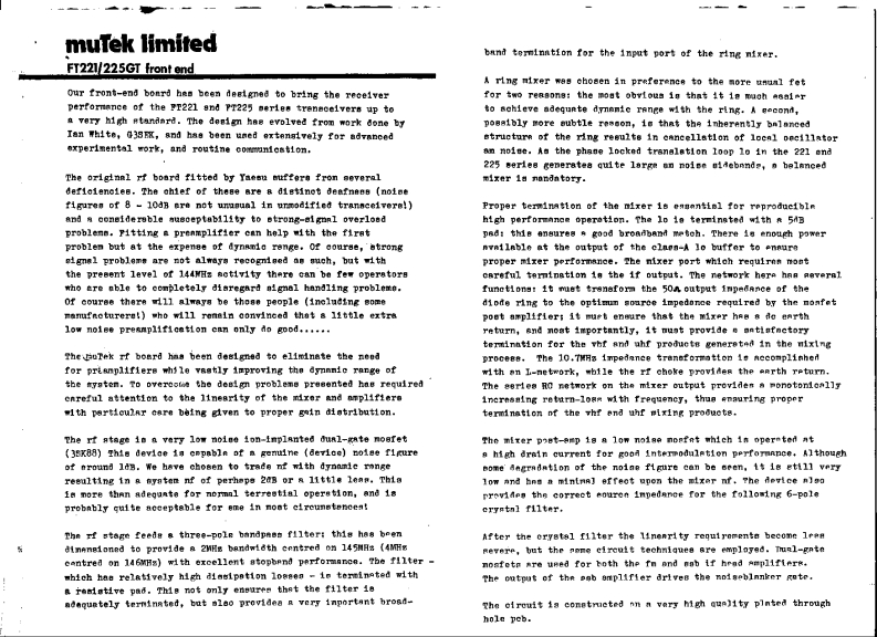 FT-221and225MuTekFrontEnd维修电器原理图手册