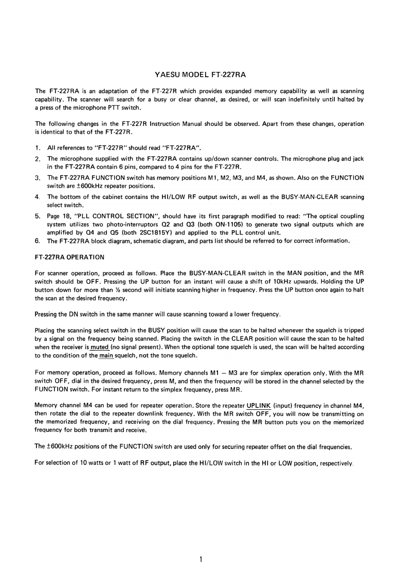 FT-227RAInstructionand维修电器原理图手册