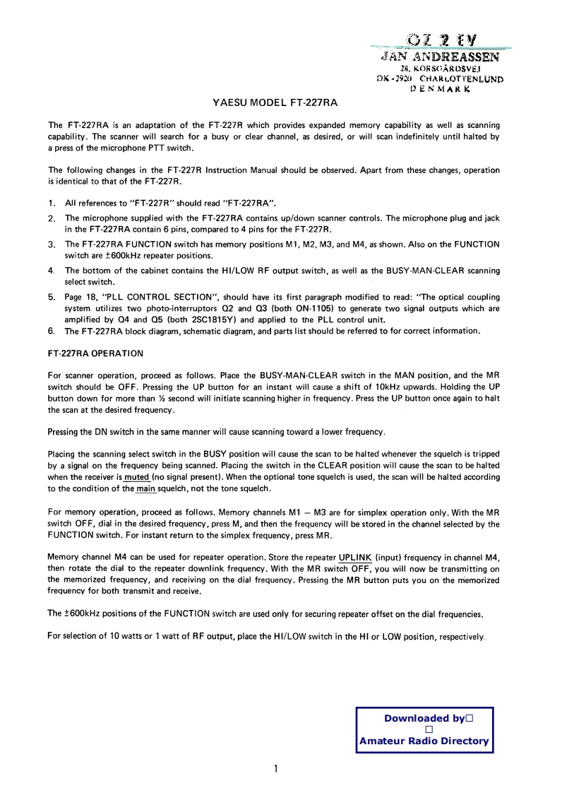 FT-227RA_user操作说明书手册