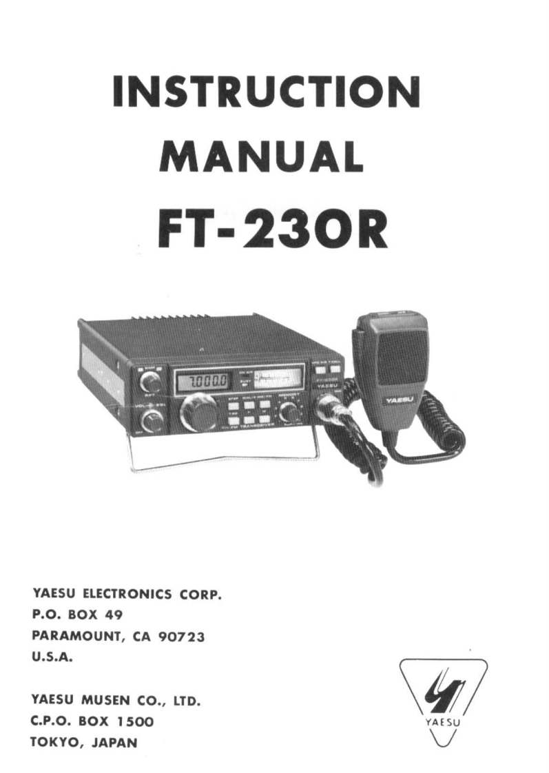 FT-230RInstrutionManualwith电器原理图sandAlignmentGuide