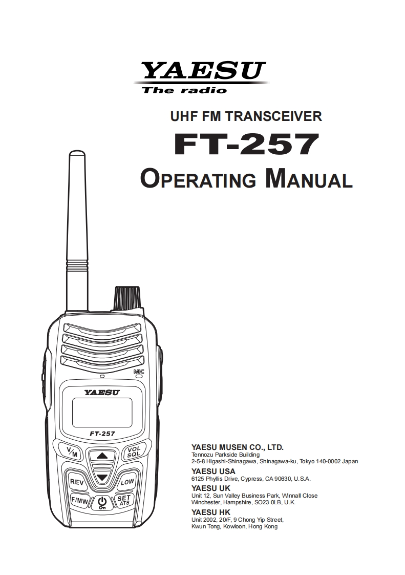 FT-257_操作说明书手册_USA_EXP_EH053U100