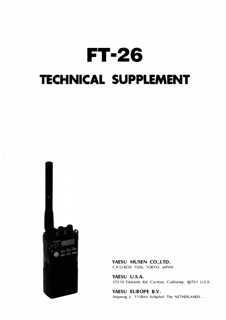 FT-26R_Technical_Supplement维修手册含电器原理图