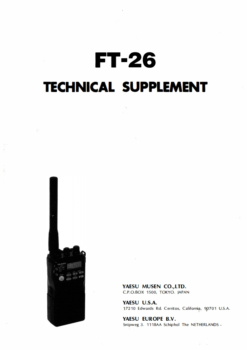 FT-26R_Technical_Supplement维修手册含电器原理图