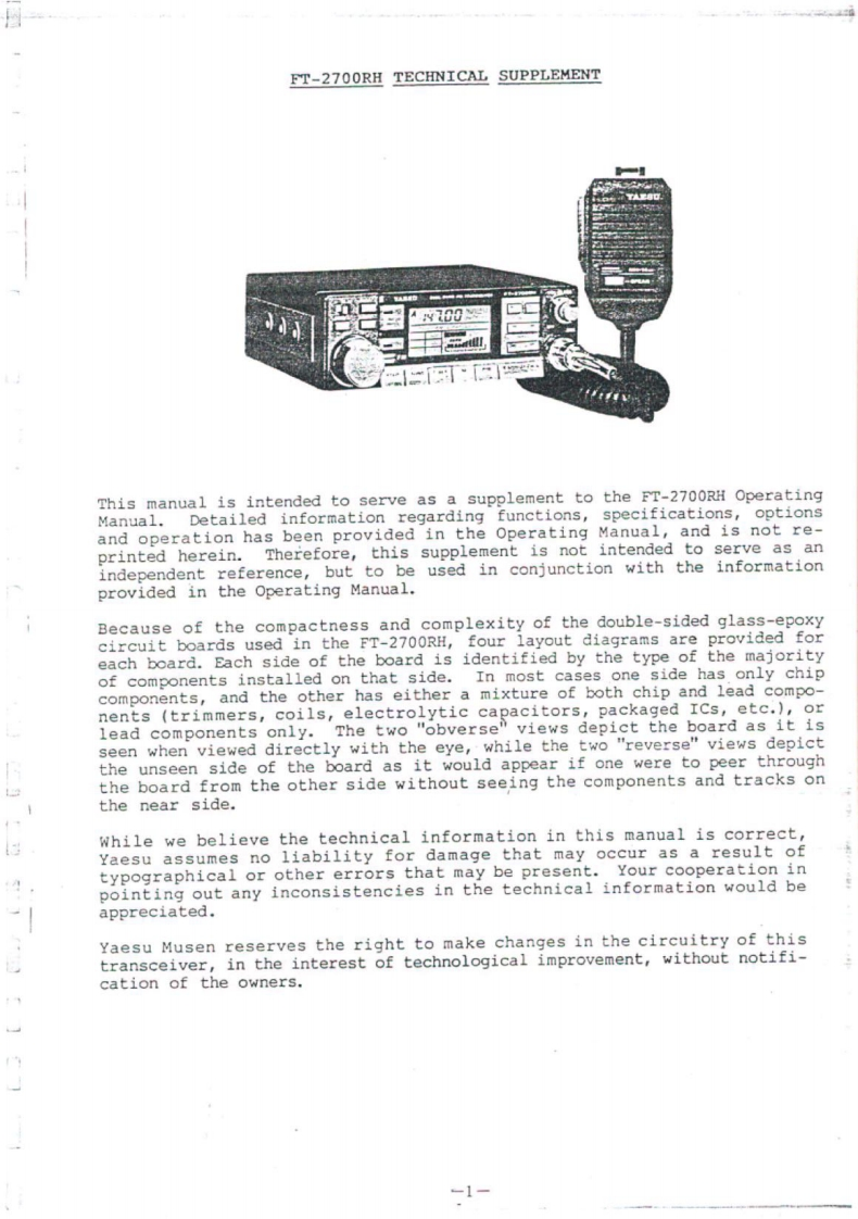 FT-2700RH维修电器原理图手册