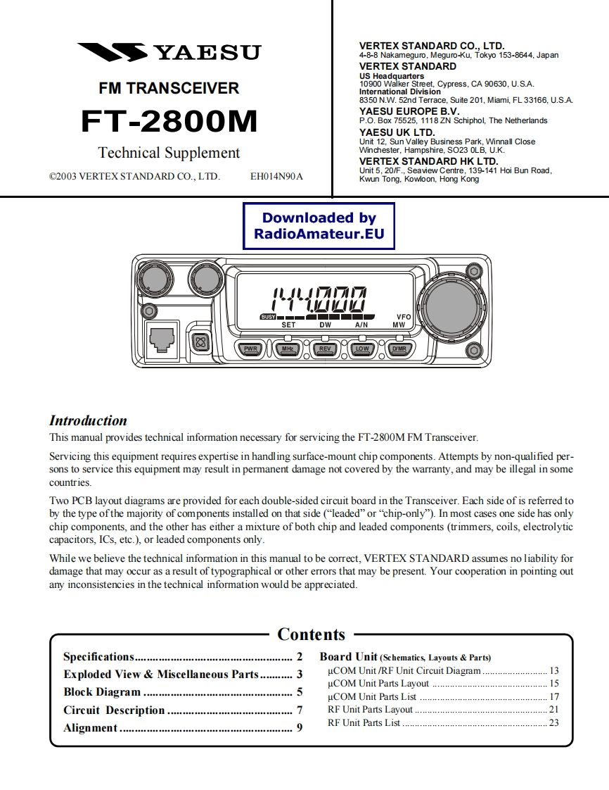 FT-2800M_serv维修手册含电器原理图