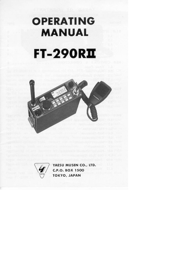 FT-290RII操作说明书手册