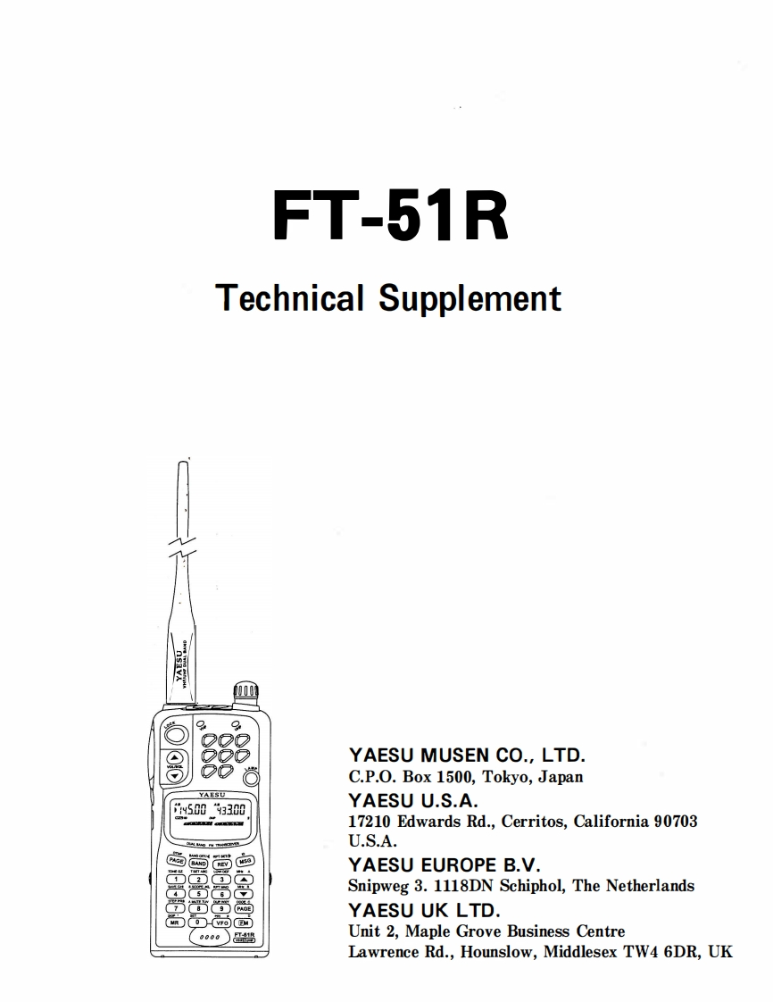 FT-51R_Technical_Supplement维修手册含电器原理图