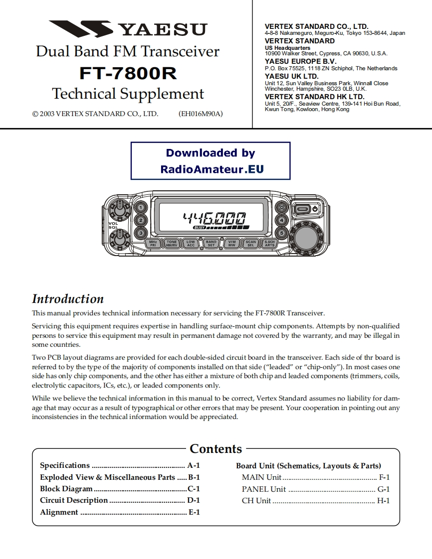 FT-7800R_serv维修手册含电器原理图