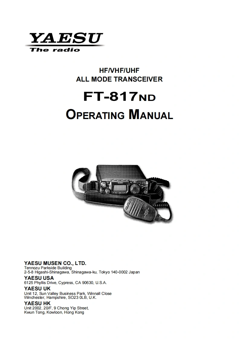 FT-817ND_操作说明书手册_ENG_E13771011