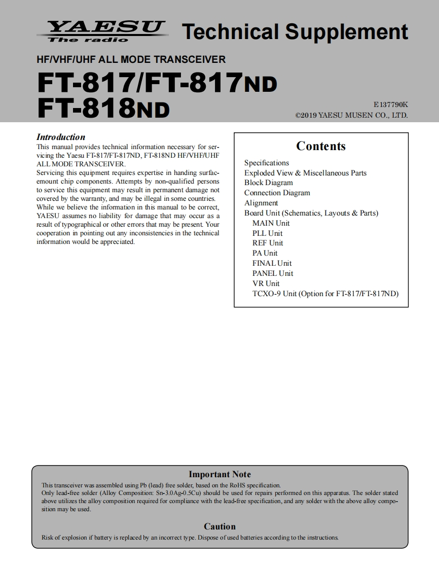 FT-817_817ND_FT-818ND_TS_USA_EXP_EU_E137790K维修电气原理图手册