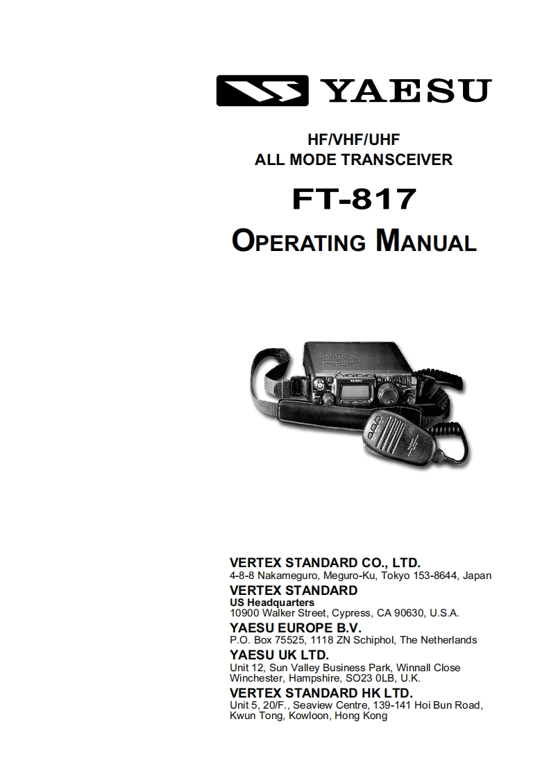 FT-817_Manual操作说明书手册