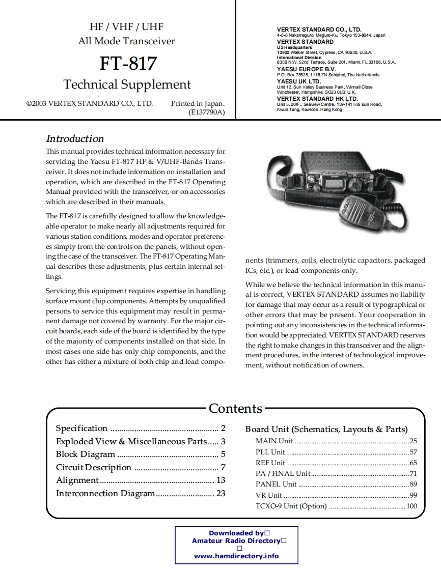 FT-817_serv维修手册含电器原理图