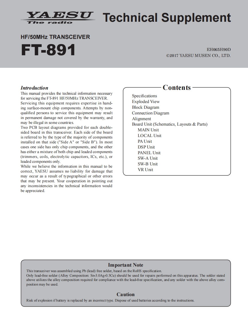 FT-891_serv维修手册含电器原理图_2017