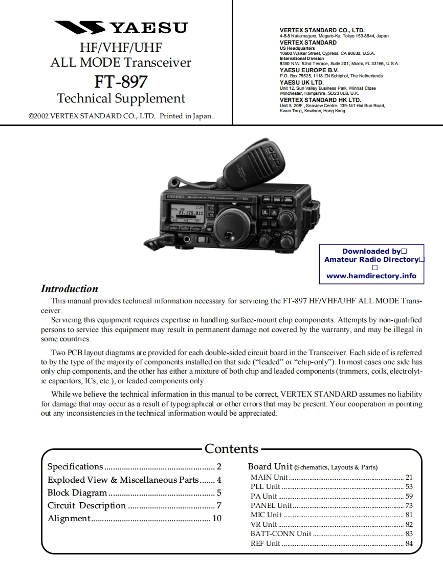 FT-897_维修维护电器原理图手册_2002