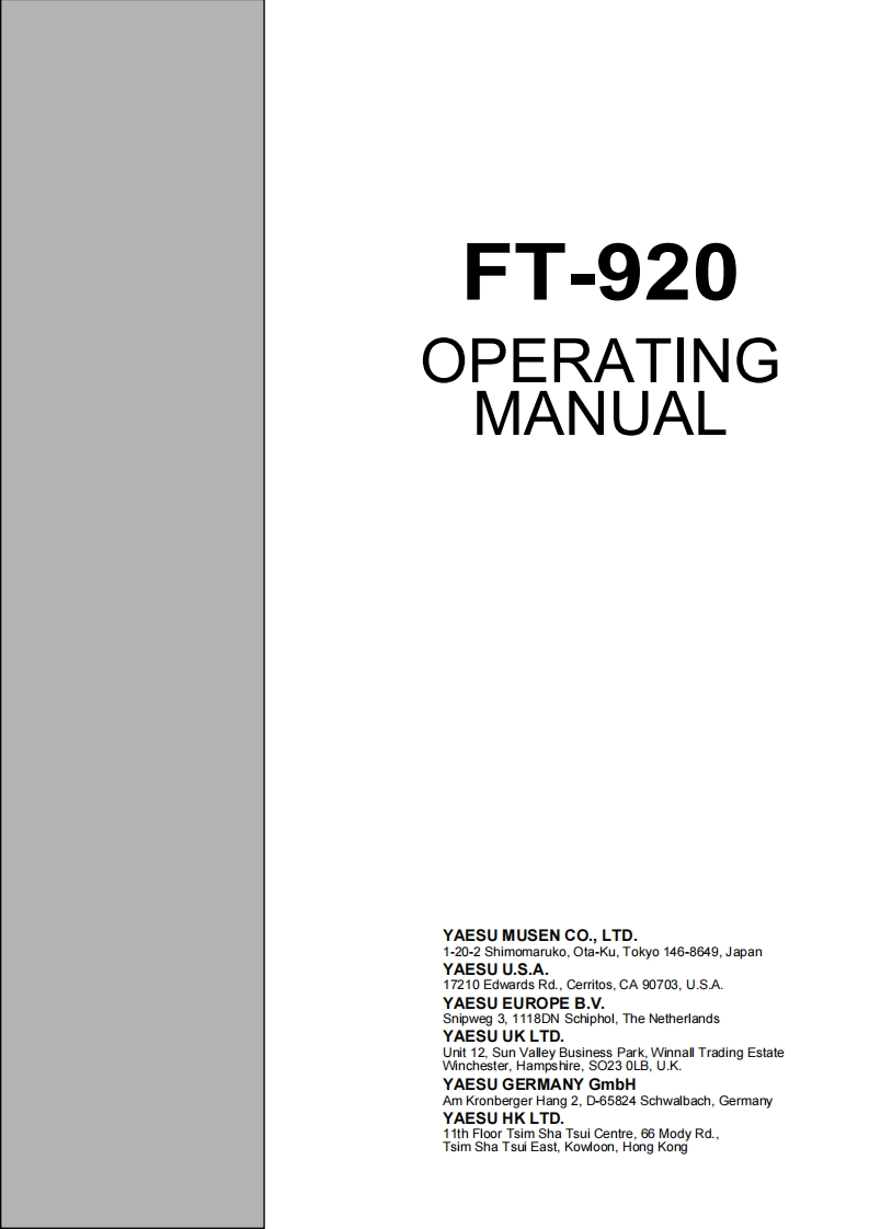 FT-920_OpMan操作说明书手册